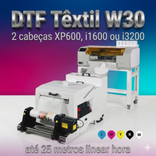 Impressora DTF W30 com 2 Cabeças XP600, i1600 ou i3200 e forno com reciclador de poliamida  
