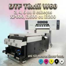 Impressora DTF W60 com 2 até 6 cabeças de impressão XP600, i1600 ou i3200