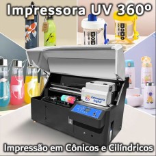 Impressora rotativa UV 360º  cilíndricos e cônicos
