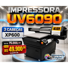 Impressora UV 6090 com 3 cabeças de impressão XP600
