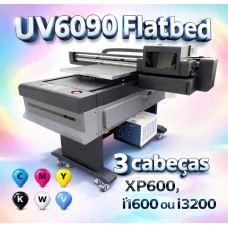 Impressora UV 6090 com 3 cabeças de impressão